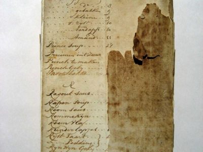 Handgeschreven register (index) op de laatste bladzijden van het schriftje.